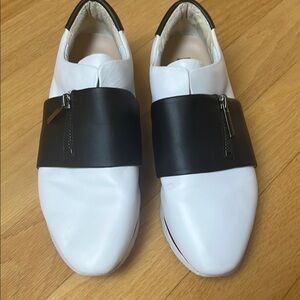 White and Black Slip-On Shoes